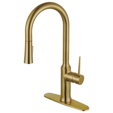 Gourmetier LS2723NYL Single-Handle Pull-Down Kitchen Faucet, Brushed Brass LS2723NYL